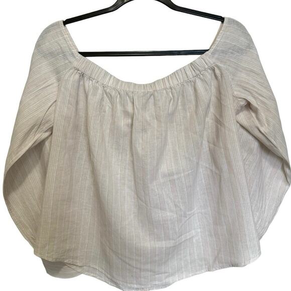 Free People Hello There Off The Shoulder Blouse Striped Light Pink Size Medium - Picture 6 of 10